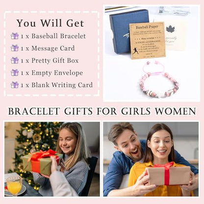 Baseball/Basketball/Soccer/Softball/Volleyball Bracelet for Girls Women- Cross Charm Beaded Bracelets, Christmas Birthday Easter Graduation Gifts for Daughter Granddaughter Niece Sister Coach - style: Baseball
