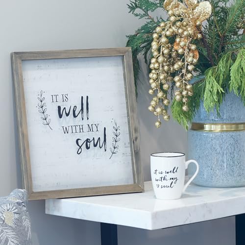 Christian Art Gifts Microwave & Dishwasher Safe Encouraging Ceramic Coffee & Tea Mug for Women & Men: It is Well With My Soul Inspirational Non-toxic Novelty Heart Beverage Cup, White & Black, 12 oz. - color: White & Black/It is Well, size: 12 Ounces