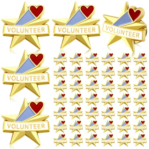 Tondiamo 50 Pcs Volunteer Awards Gifts Star Bulk Lapel Pins Christmas Recognition Star Pins Reward