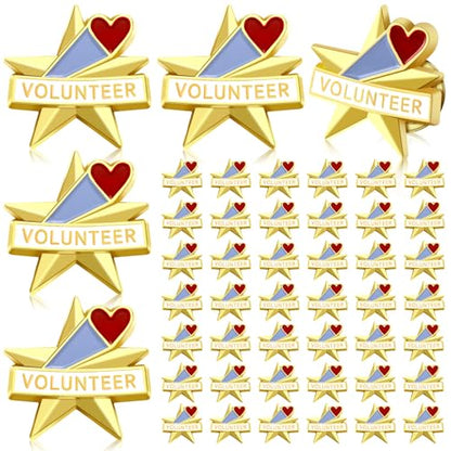 Tondiamo 50 Pcs Volunteer Awards Gifts Star Bulk Lapel Pins Christmas Recognition Star Pins Reward