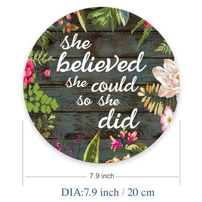 Mouse Pad, She Believed She Could So She Did Inspirational Quotes Mouse Pad, Premium-Textured Mouse Mat Round Non-Slip Rubber Base Computer Mousepads for Office Laptop Desk 7.9×7.9×0.12 inches - color: She Believed She Could So She Did