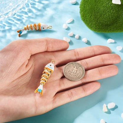 Craftdady Enamel Koi Fish Charms Long-Lasting Plated CZ Sea Ocean Life Animals Pendants 18K Gold Plated Goldfish Charms for Jewelry Making Bracelets Earrings - color: White