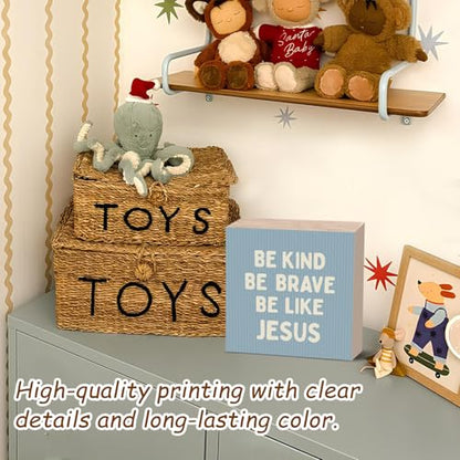 Christian Nursery Decor Wooden Box Sign, - color: Be Kind Brave Be Like Jesus-5x5