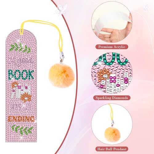 6PCS Kids Diamond Art Bookmarks Kit– DIY Reading Gifts for Classroom, Inspirational Quote Designs – Fun Art & Craft Activity for Boy and Girls - color: Kids