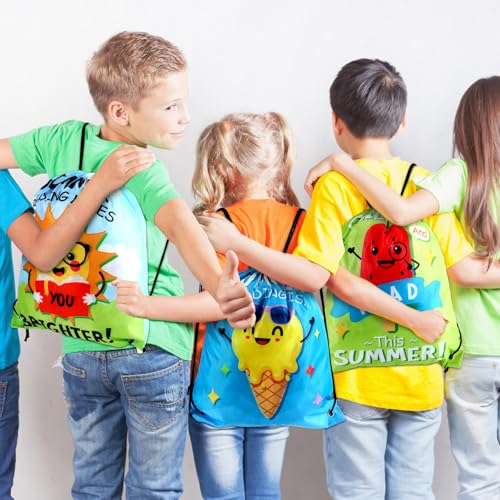24 Pcs Summer Reading Drawstring Backpack Beach Drawstring Bags Large I Love Reading Book String Bag Kids Summer End of The Year Back to School Party Favors Supplies Gifts - style: Summer Reading
