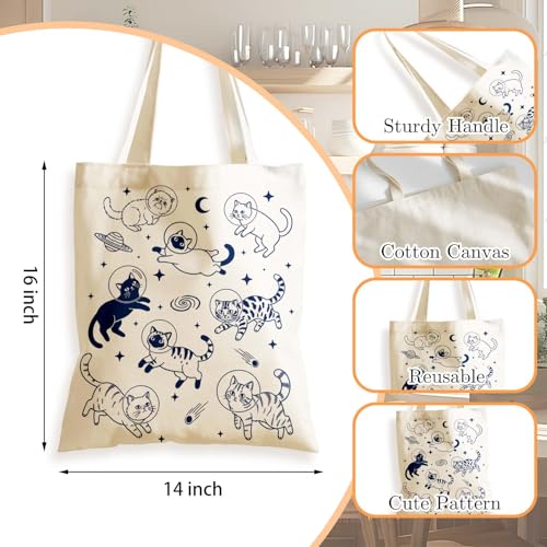 Aesthetics Canvas Tote Bag - Art Design Gift for Women, Reusable Purse Tote Bag with Inner Zip Pocket - style: Cat-05