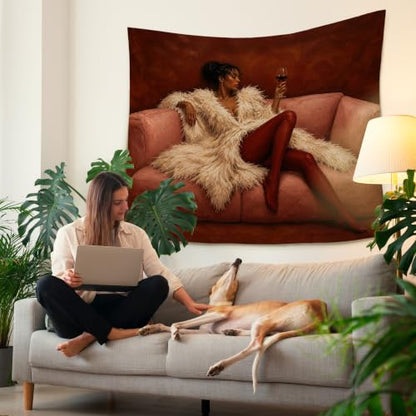 HUGANE Fashion Black Woman Tapestry Wall Decor 50x60 Inch - color: colour-02