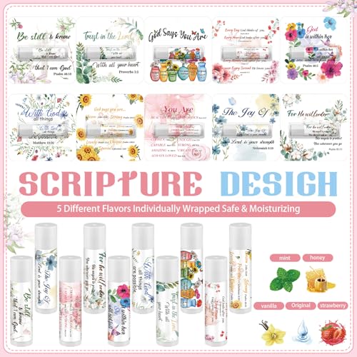 10 Pack Christian Gifts Bulk for Women Men Religious Lip Balms Bulk Church Party Favors Christmas Party Gifts Stocking Stuffers Bible Verse Study Supplies for Employee Staff Coworkers - color: Floral