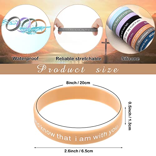 Estune 120 Pcs Bible Verse Bracelets Christian Wristbands, Light Color - color: Light Color