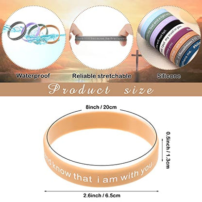 Estune 120 Pcs Bible Verse Bracelets Christian Wristbands, Light Color - color: Light Color