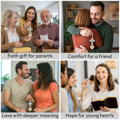 Christian Gifts for Men, Daily Bible Verse Cross for Car Mirror Hanging - color: God Says You Are