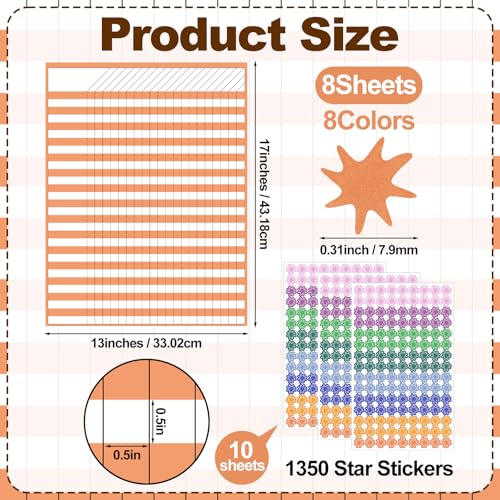 Eersida 8 Pack Color Crush Dry Erase Incentive Chart with 1350 Stickers Large Classroom Attendance Behavior Chart Reward Progress Tracker Poster for Teacher Back to School Supplies, 13" x 17"
