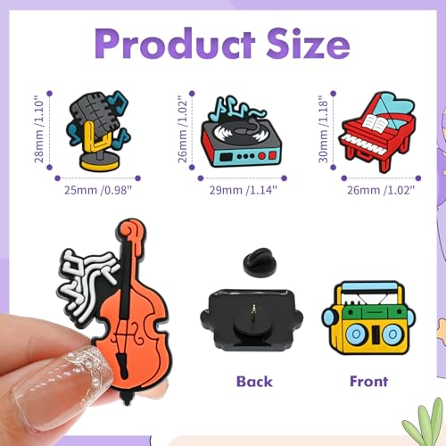 Cute Pins Bulk, Funny Lapel Badge Pins Rubber Brooch Pins for Backpacks, Hats, Bags - style: Music-22PCS