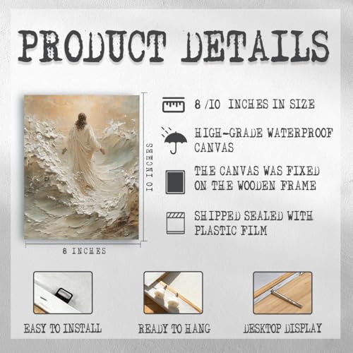 RTVJTERQ Biblical Canvas Wall Art, Jesus Walking On Water Dramatic Artwork, Christian Bible Story Wall Decor for Living Room Entryway 8x10 Inch - color: Patriotic 15