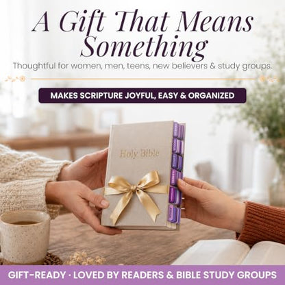 90 Christian Bible Tabs for Women, Kids & Teen Girls - Purple - color: Purple