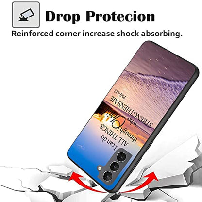 Compatible with Samsung S23 Case, Ultra-Thin Drop-Proof Soft and Smooth Liquid Silicone Phone Case, Suitable for Samsung Galaxy S23 Case 6.1 inch, Quotes Bible Verse Philippians 4-13 - color: HTT-H1-S23 014