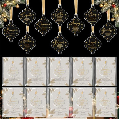 Kasyat 10 Sets Christian Tree Ornaments Bulk Clear with Cards, Pastoral - style: Pastoral