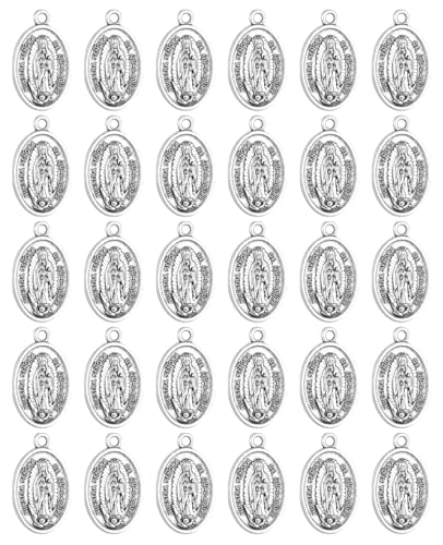 COTTVOTT Saint Therese of Lisieux/Saint Mother Teresa of Calcutta/Divine Mercy Jesus/Mater Dolorosa Patron Saint Medal Charm Pendant for DIY Rosary Necklace Bracelet Jewelry Making Part - color: 30pcs-Our Lady of Guadalupe