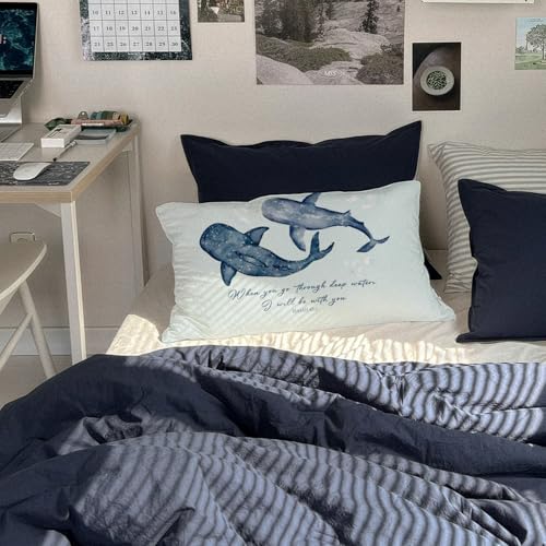 Blue Christian Whale Shark 12x20 Pillow Cover, Whale Shark Decor - color: 05-isaiah 43:2(white)