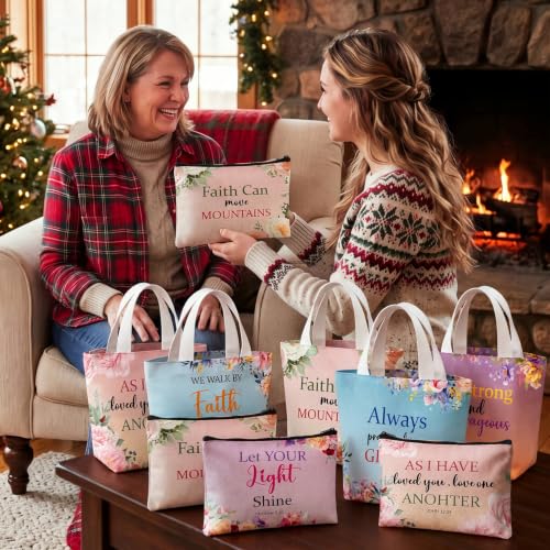 24 Pcs Christmas Christian Gift Bible Verse Tote Bag - style: Bright