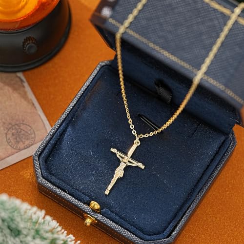 Cross Necklace for Women, Dainty 14K Gold Plated Cross Pendant Simple Long Necklaces for Women, Christian Faith Necklace Trendy Gold Jewelry Gifts for Easter - color: cross necklace