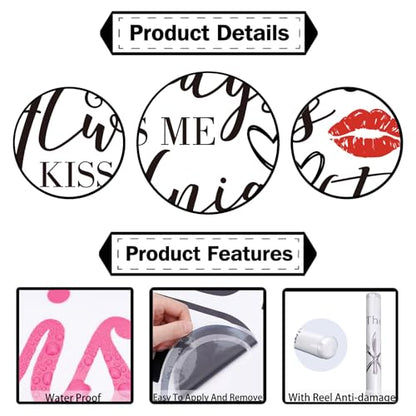 PLIGREAT 2 Sheets Romantic Red Lip Wall Sticker Always Kiss Me Goodnight Quotes Wall Decals Love Art Letters Removable Stickers for Bedroom Living Room Bathroom Decor Couples Home Decor - style: Kiss Me Goodnight