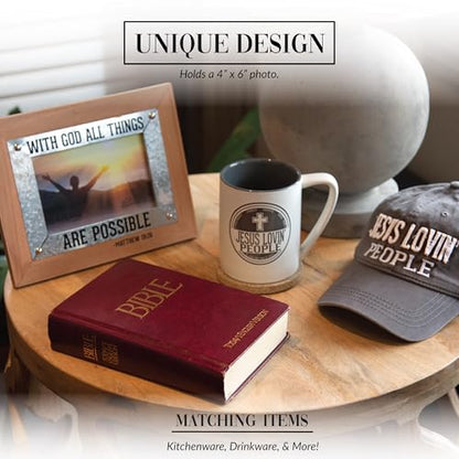 Pavilion Gift Company - Jesus Lovin' People - 9.5" x 7.5" Photo Picture Frame Self-Standing Jesus Faith Religion Religious Desk Home Decor