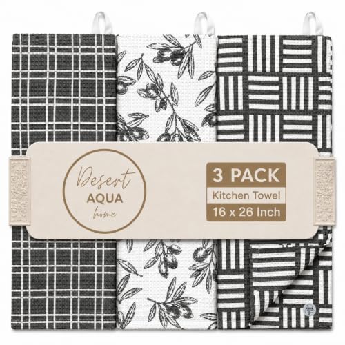 Kitchen Towels, Dish Towels for Kitchen, 3 Pc Kitchen Towel Set - color: Gray