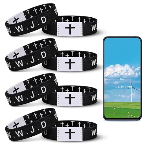 4PCS Daily Bible Verse WWJD Bracelet, Christian Jesus Bracelet for Women Men, Jesus Gift Wristband, What Would Jesus Do Bracelet - style: 4 Black WWJD