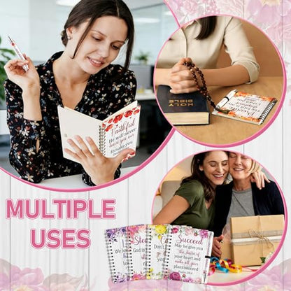 12 Sets Christian Notebooks Bulk Bible Spiral Notebooks with Pen A6 Prayer Journal Notepad Inspirational Notebook Religious Jesus Gifts Bulk for Church Groups Bible Study Teachers Men Women (Floral)
