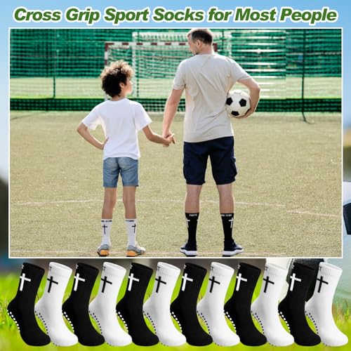 Chicingyou 6 Pairs Cross Grip Soccer Socks Religion Crew Socks - color: Black, White