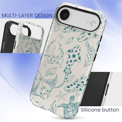 Case for iPhone 17 Air,Drop Protection Hybrid 2-Layer Hard Phone Cover-Ocean Animal Whale Shark-Blue - color: Ocean Animal Whale Shark-Blue, size: iPhone 17 Air