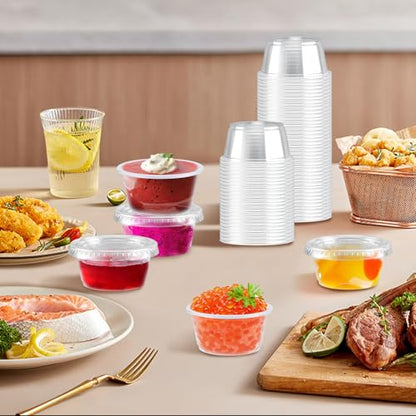 400 Pack 2 oz Jello Shot Cups with Lids, Disposable Condiment Cups - size: 2oz-400p