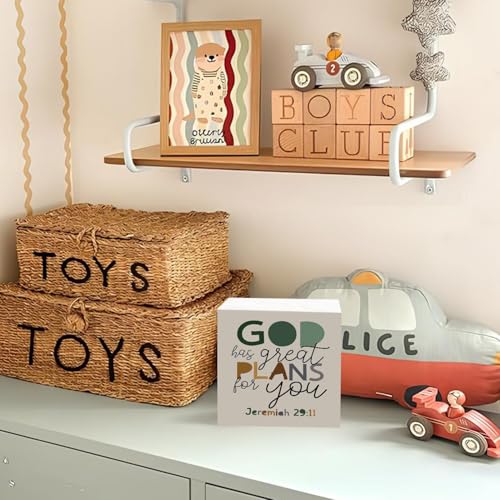 Lacama Christian Nursery Wooden Box Sign, - color: God Has Great Plans for You