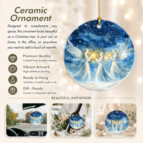 Angel Christmas Ornament 2026 - Heavenly Star Ceramic Hanging Xmas Tree Decor Keepsake - Religious for Mom, Daughter, Sister, Grandma, Friend, Christian