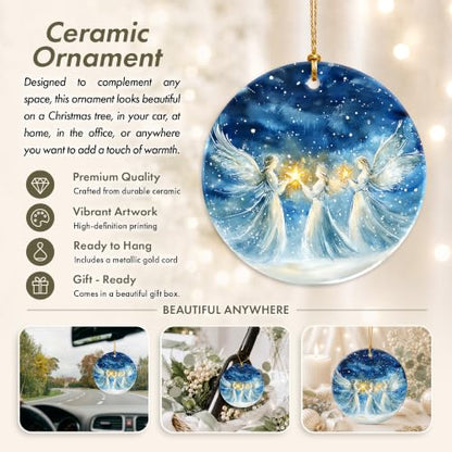 Angel Christmas Ornament 2026 - Heavenly Star Ceramic Hanging Xmas Tree Decor Keepsake - Religious for Mom, Daughter, Sister, Grandma, Friend, Christian