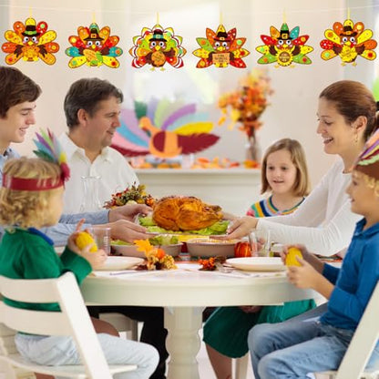 Funrous 48 Sets Thanksgiving Turkey Crafts Kit Fall DIY Hanging Ornaments - style: Turkey