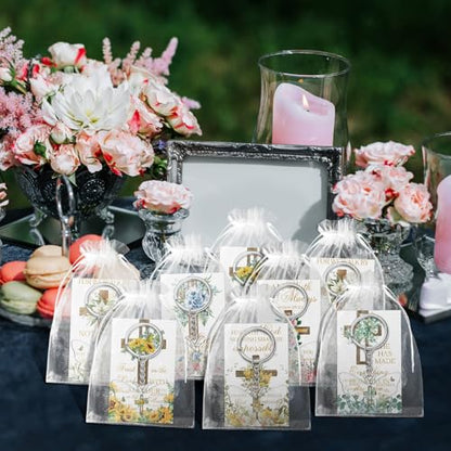 Jetec 60 Pcs Christian Keychain & Bookmark - Religious Bible Verse Gift Set with Bag for Christmas Party Favors Donation - style: Butterfly, Flowers