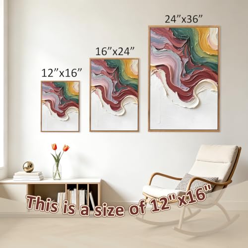 CHDITB 3D Textured Abstract Wave Framed Wall Art, Flowing Ribbon Painting - color: 3d Wave