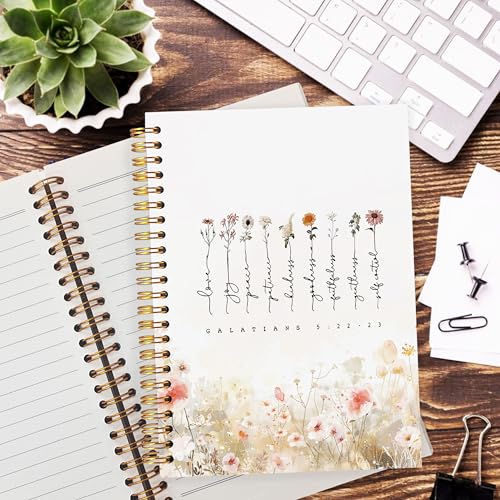 Floral Christian Journaling Notebook, Galatians 5:22-23 Bible Notebooks for Note Taking, Christian Gifts for Woman, Prayer Journal for Woman, Religious Spiral Notebook 5.5x8.3 Inch - color: 5:22-23 anthemy