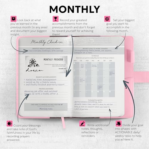 Prazoli Christian Bible Prayer Journal For WOMEN 9-Month Refill - Study Scripture Notebook & Planner Daily Devotional Undated | Religious Jesus Faith Gifts for Graduation, Pastor Baptism & Church - color: Women's Refill - 9 Months
