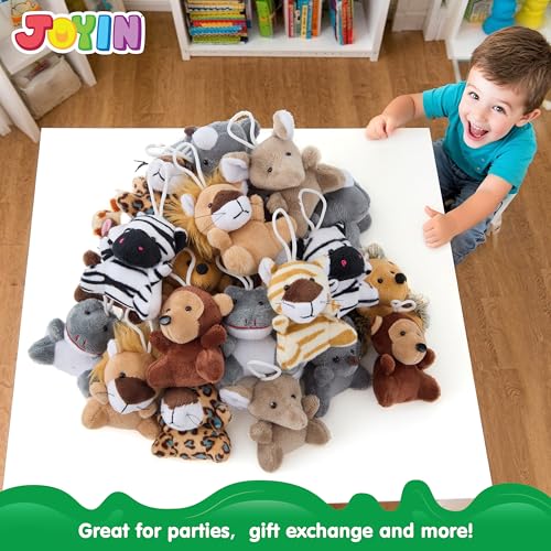 JOYIN 24 Pcs Mini Safari Animal Plush Toys (24 Units 2"-3"), Animals Keychain Decoration for Kids, Small Stuffed Animal Bulk for Kids, Carnival Prizes, School Gifts, Party Favor Goodie Bags - style: Safari Animals