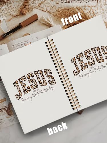 Christian Bible Journal Notebook for Women,Trendy Faith Gifts for Women Teen Girls,Church Journal for Notes Taking,Coquette Leopard Hardcover Spiral Notebook 5.5x8.3 Inch - color: JOHN 14:6