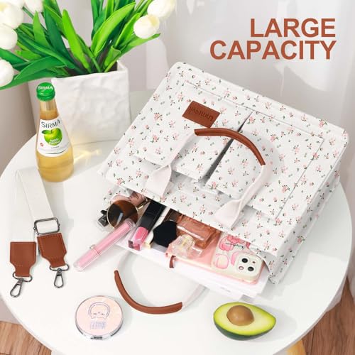LHMTQVK Canvas Tote Bag for Women, Work & Bible Study Handbag - color: Pink Flower