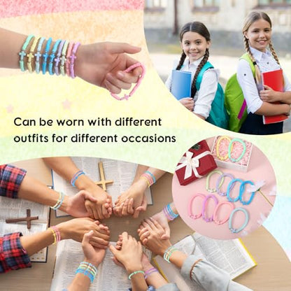 Landical 30/50/100 Cross Bracelets Bulk Jesus Women - color: Pastel