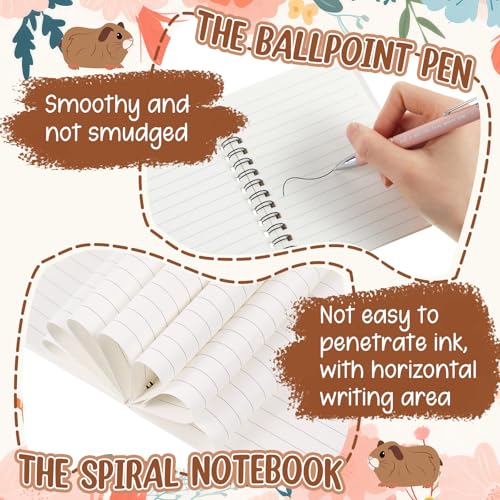 Kinlop 5 Pcs Guinea Pig Gift Set Tote Bag Cosmetic Bag Notebook Pink Pen - color: Pink, style: Guinea Pig