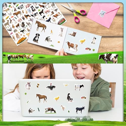 LINAYE 24 Sheets Farm Stickers for Kids, 1270 PCS Farm Animal Cow Horse Stickers for Scrapbooking,Water Bottles,Envelopes,Laptop for Kids Boys Girls - style: Farm Animal 24 Sheets