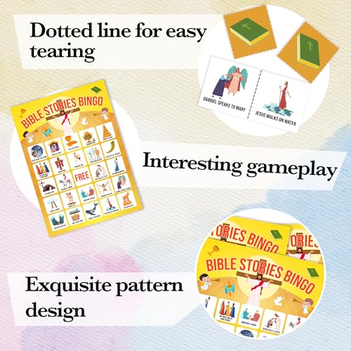 Bible Bingo Games, Bible Trivia Cards, Bible Activities, Jesus Religious Game Card, Family Open Day Supplies, Christian Games for Adults, Christmas Party Activities, 24 Bingo Sets, A010 - color: Bible Bingo Card