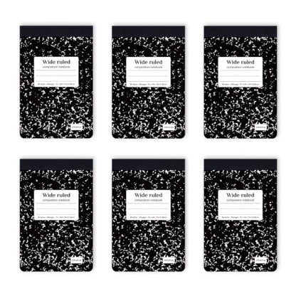 ONAVIA Mini Composition Notebooks, Wide Ruled, 160 Pages, 6 Pack, Black - color: Black, size: 4.75 x 7.5"