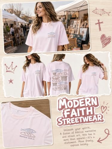 Muicy Women's Christian T Shirt Faith Based Tees Bible Verse Shirts Short Sleeve Summer Graphic Tees - color: Pink, size: Medium